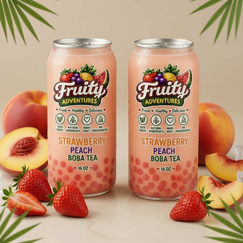 Strawberry & Peach Boba