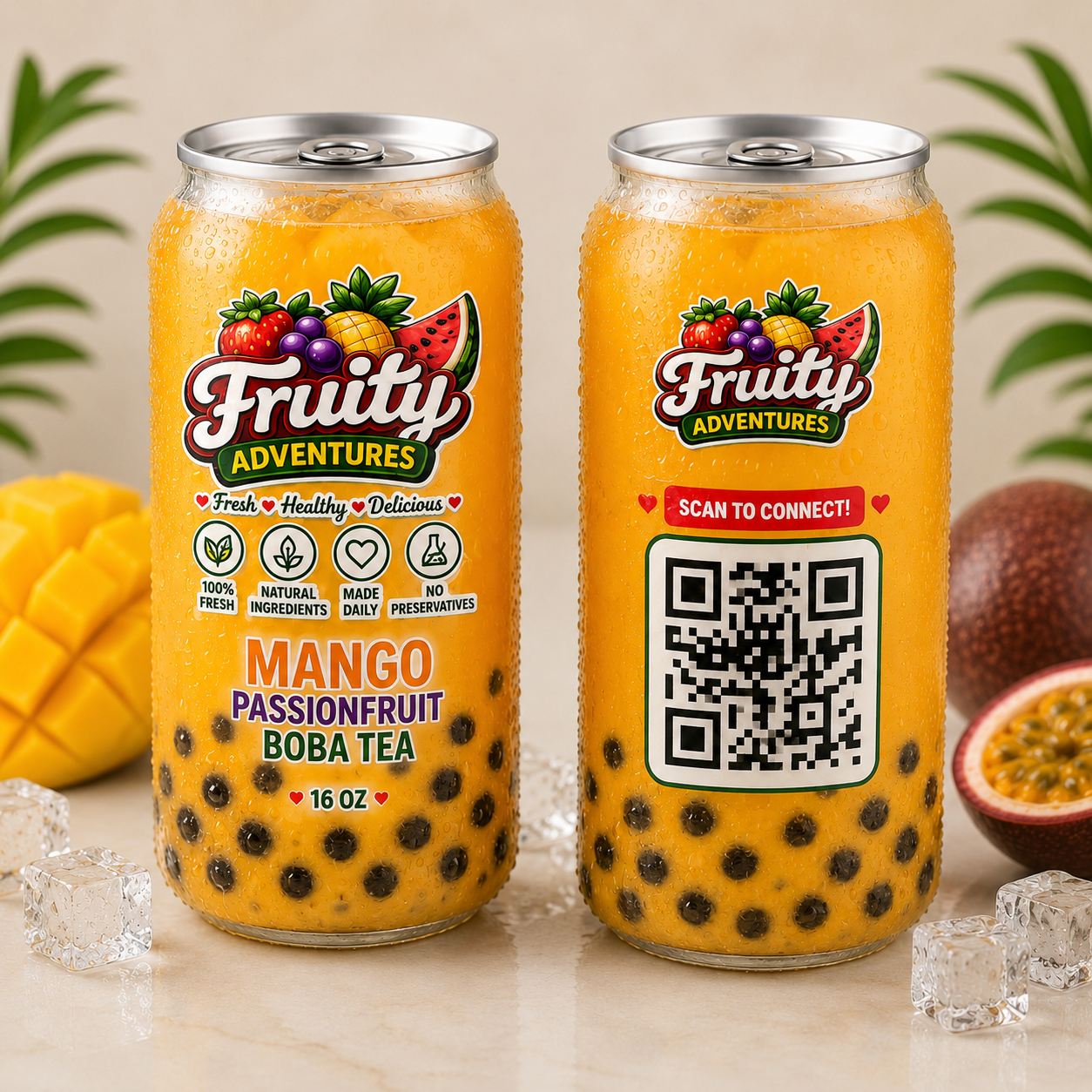 🥭 Mango Passionfruit Boba Tea